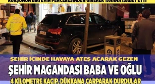 Şehir magandası baba ve oğlu, 4 kilometre sonra duvara tosladı
