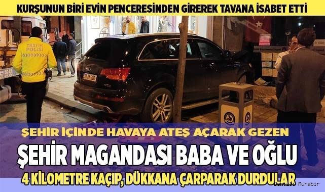 Şehir magandası baba ve oğlu, 4 kilometre sonra duvara tosladı