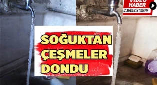 Akan muslukta 50 santimetre buz sarkıtı oluştu