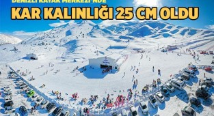 Denizli Kayak Merkezi’nde kar kalınlığı 25 santimetreyi buldu