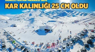 Denizli Kayak Merkezi’nde kar kalınlığı 25 santimetreyi buldu