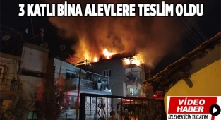Apartmandan yükselen alevler geceyi aydınlattı
