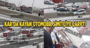 Aracın çarptığı simitçi, tezgahın altında sıkıştı