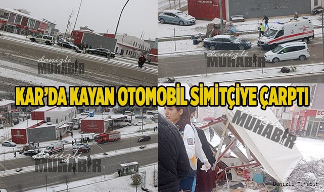 Aracın çarptığı simitçi, tezgahın altında sıkıştı