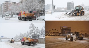 Büyükşehir'in karla mücadelesi sürüyor