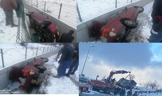 Çameli'de otomobil kanala düştü
