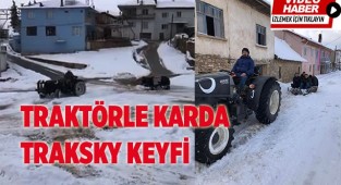 Denizli’de traktörle karda TrakSky keyfi