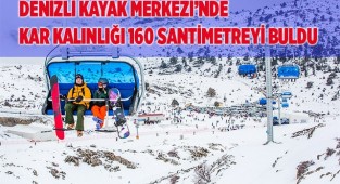 Denizli Kayak Merkezi’nde kar kalınlığı 160 santimetreyi buldu