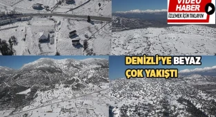 Denizli'nin karlı  dağları havadan görüntülendi