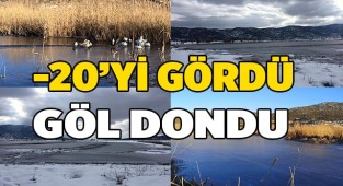 Eksi 20 derecede göl dondu