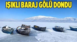Işıklı Baraj Gölü dondu