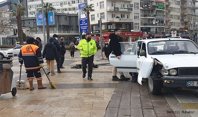 Trafik ışıklarına çarparak durabildi
