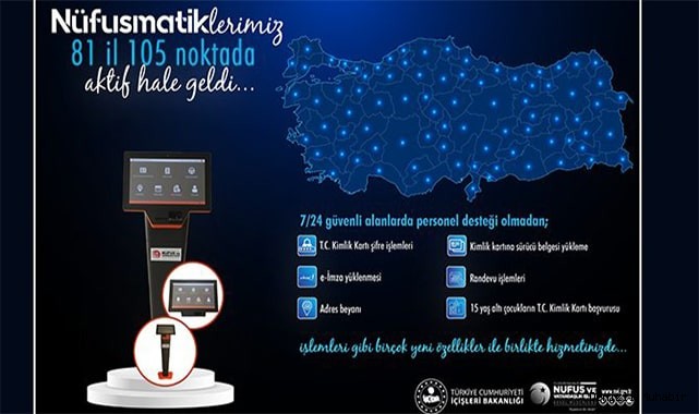 Nüfusmatikler 81 ilde aktif hale geldi