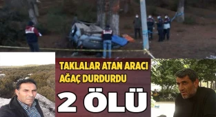 Taklalar atarak ters dönen otomobildeki 2 kişi hayatını kaybetti