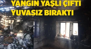 Yaşlı çiftin evi kış gününde küle döndü