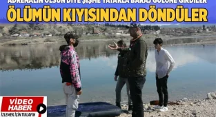 Adrenalin olsun diye şişme yatakla baraj gölüne girdiler
