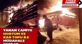 Alevlere hortum ve kar topuyla müdahale ettiler