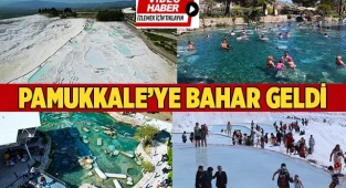 Beyaz cennet Pamukkale’ye bahar geldi