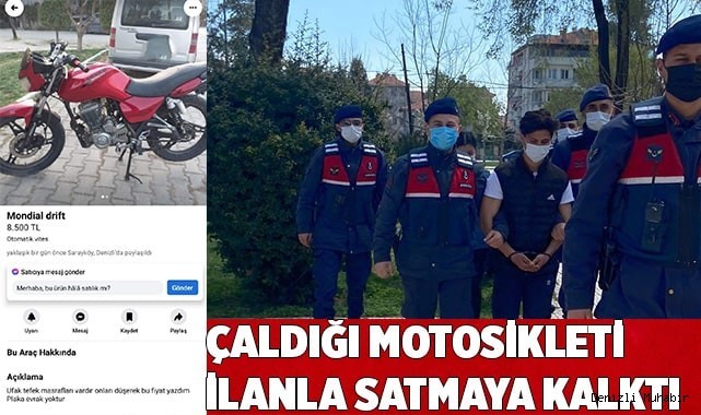 Çaldıkları motosikleti satmak için verdikleri ilan görenleri hayrete düşürdü
