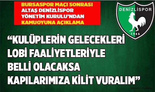 Denizlispor Yönetim Kurulu'ndan kamuoyuna açıklama