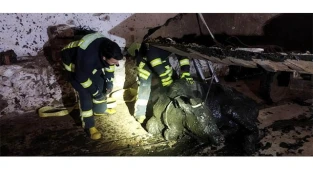Foseptik çukuruna düşen büyükbaş hayvanı itfaiye kurtardı