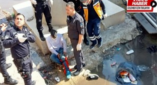 Gasp şüphelisi, polisten kaçarken dereye atladı
