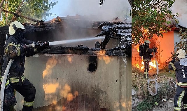 Denizli’de tek katlı ev alevlere teslim oldu