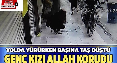 Kaldırımda yürürken başına inşaattan cisim düşen genç kız yaralandı