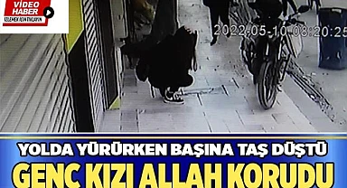 Kaldırımda yürürken başına inşaattan cisim düşen genç kız yaralandı
