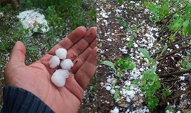 Çameli’ye dolu yağdı
