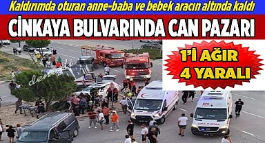Cinkaya bulvarında kaza 1'i ağır 4 yaralı