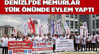 Denizli’de memurlar TÜİK önünde eylem yaptı