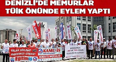 Denizli’de memurlar TÜİK önünde eylem yaptı