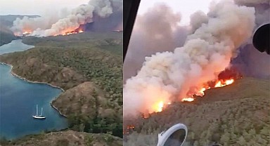 Marmaris'teki yangını söndürme çalışmalarına TOMA'lar da destek veriyor