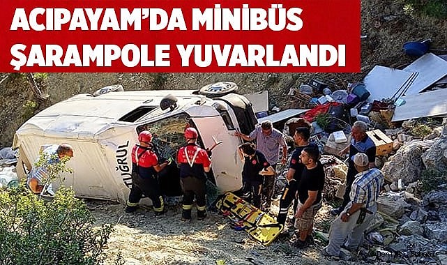 Hırdavat malzemeleri taşıyan minibüs şarampole yuvarlandı