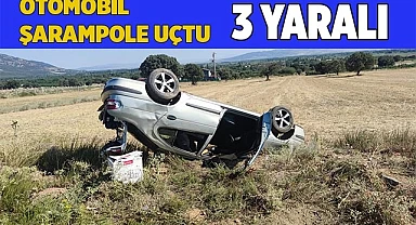 Şarampole devrilen otomobildeki 3 kişi yaralandı