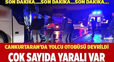 Cankurtaran'da yolcu otobüsü devrildi