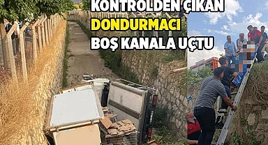 Kontrolden çıkan dondurmacı boş kanala uçtu