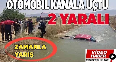 Otomobil kanala uçtu: 2 yaralı
