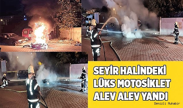 Seyir halindeki lüks motosiklet alev alev yandı