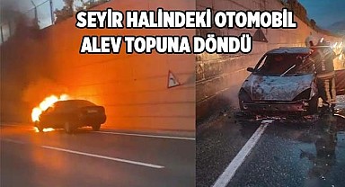 Seyir halindeki otomobil alev topuna döndü