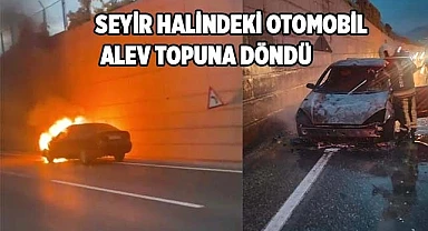 Seyir halindeki otomobil alev topuna döndü