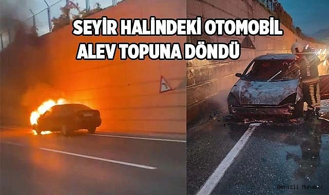 Seyir halindeki otomobil alev topuna döndü