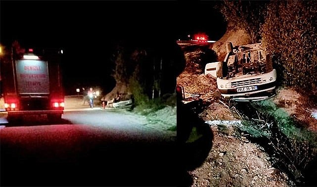 Virajı alamayan otomobil şarampole devrildi