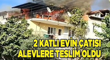 2 katlı evin çatı katı alevlere teslim oldu