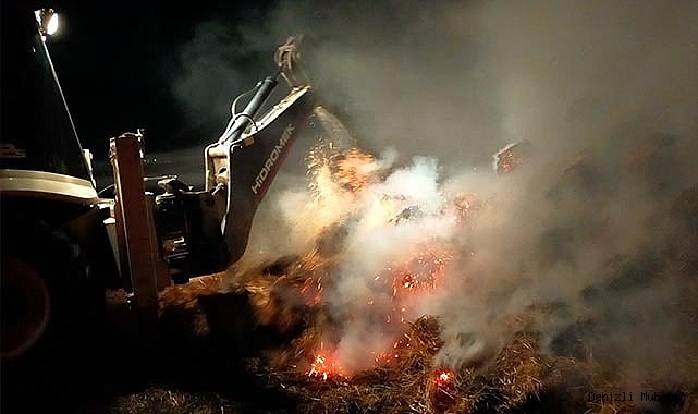 Alev alev yanan samanlar geceyi aydınlattı