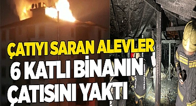 Çatıyı saran alevler apartman sakinlerine korku dolu anlar yaşattı
