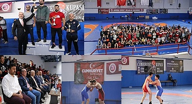 Cumhuriyet kupası için güreştiler