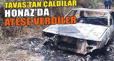 Hırsızlar çaldıkları otomobili kullandıktan sonra ateşe verdi