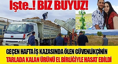 İş kazasında ölen güvenlikçinin tarlada kalan ürünü el birliğiyle hasat edildi